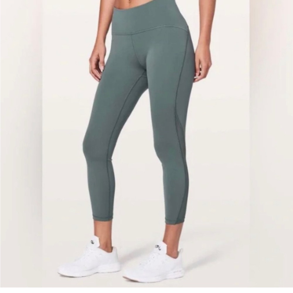 Lululemon Train Times 7/8 Pant Sea Steel   Luxtreme Mesh size 2 W5AMOS